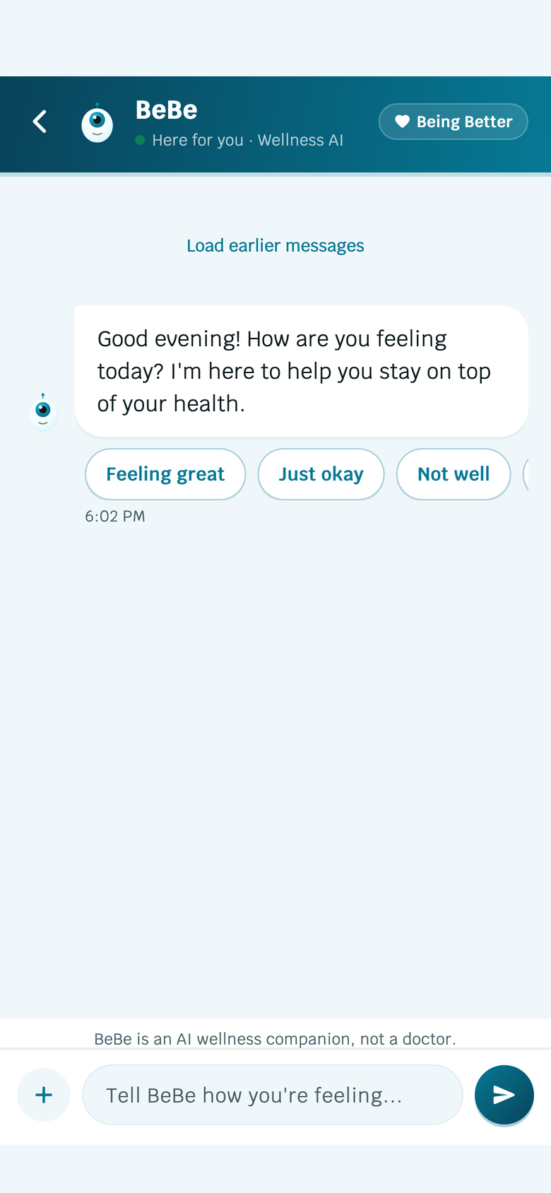A chat with BeBe, the Being Better companion